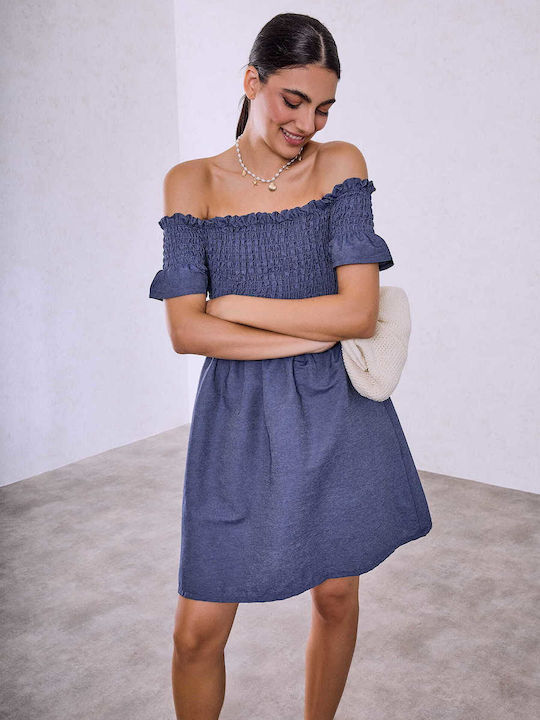 Celestino Women's Mini Denim Dress Smocked Dark...
