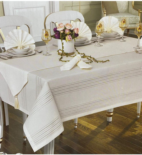 SteweHome Leinen Tischdecke Set Ecru 160x220cm