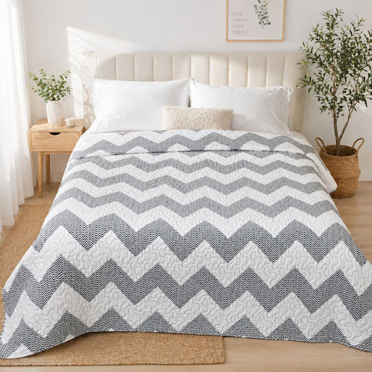 Kotonia Home Coverlet Double Microfiber White And Gray 180x230cm