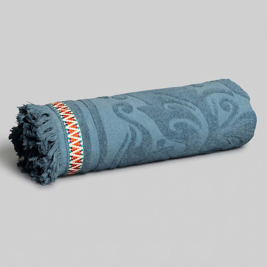 White Fabric Πετσέτα Θαλάσσης Βαμβακερή Μπλε 80x150εκ.