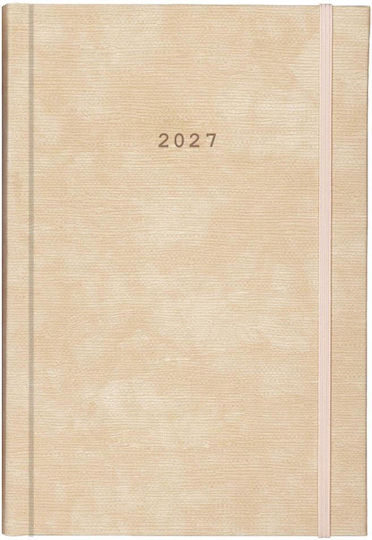 Next Diary 2027 Bali Daily Bound Beige Elastic 17x25cm Printing Option