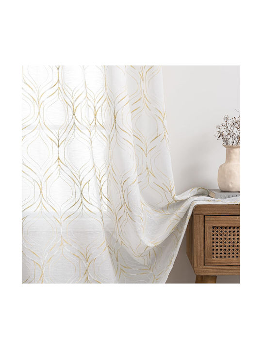 Miulee Σετ Κουρτίνες με Τρουκς White 140x225εκ.
