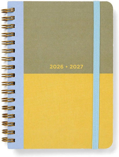 Academic Diary Spiral Letts Colour Block 2026-2027 Daily A6 Multilanguage Lime 27-031905