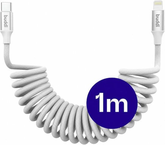 Buddi Flex USB-C to Lightning Cable 12W White 1m