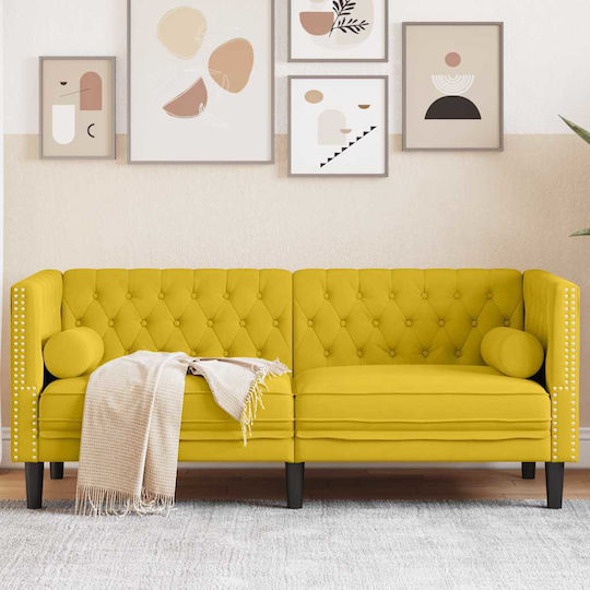 Διθέσιος Καναπές Βελούδινος Κίτρινο 174x74.5x70.5εκ.
