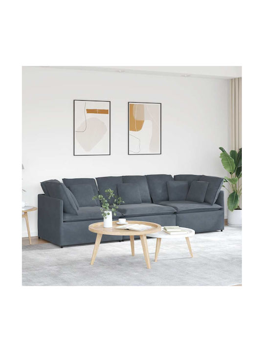 Vier Sitzer Samt Sofa Dunkelgrau 300x100x64cm