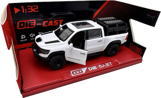 Dodge Ram Mammoth 1000 Hennessey Alb Replica Metalică 1:32 Lumini Sunete Uși Capotă Portbagaj Deschise