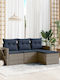 Ecksofa Outdoor Rattan mit Kissen 55x62x69cm