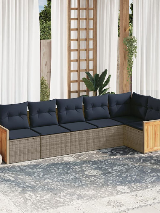 Outdoor Corner Rattan Sofa With Cushions 62x62x69cm