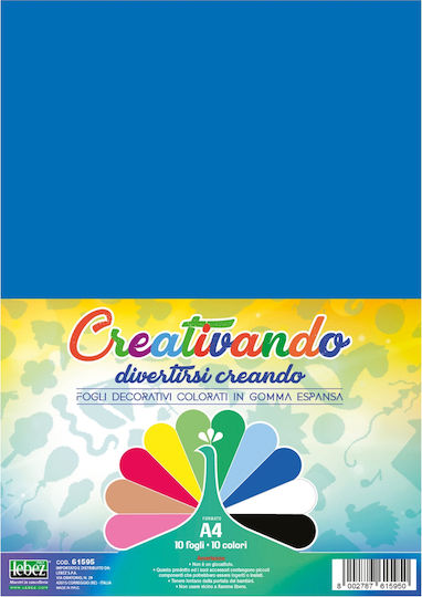 Assorted Adhesive Paper 10 Colors A4 21 X 29.7 Cm 2mm Thickness