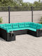 Ecksofa Outdoor Rattan mit Kissen 62x62x69cm