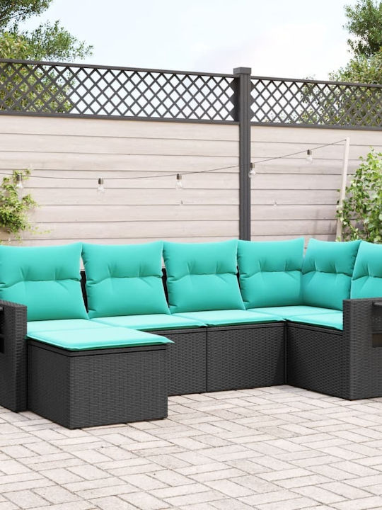 Canapea De Colț De Exterior Din Rattan Cu Perne 62x62x69cm