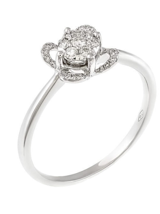 Einzelner Steine Ring aus Weißgold 18K mit Diamant