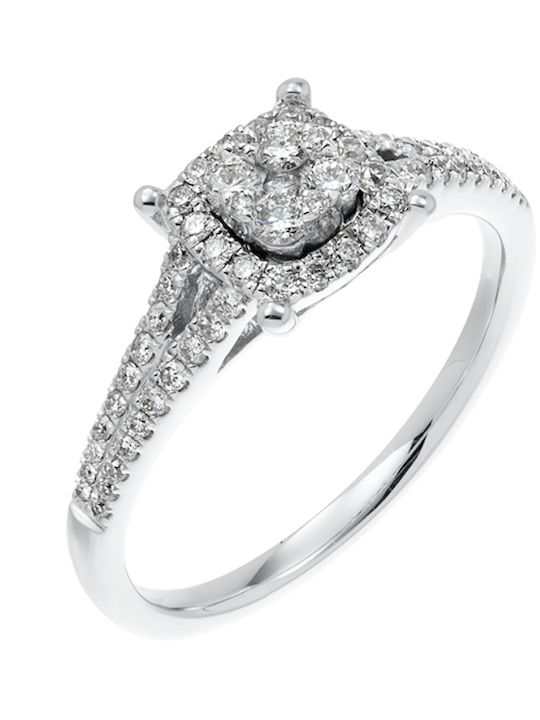 Inel Din Aur Alb 18K Cu Diamant