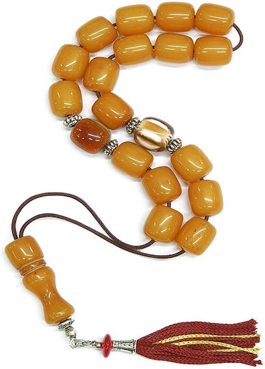 Roloi Komboloi Worry Beads with 19 Resin Beads Length 35cm Yellow
