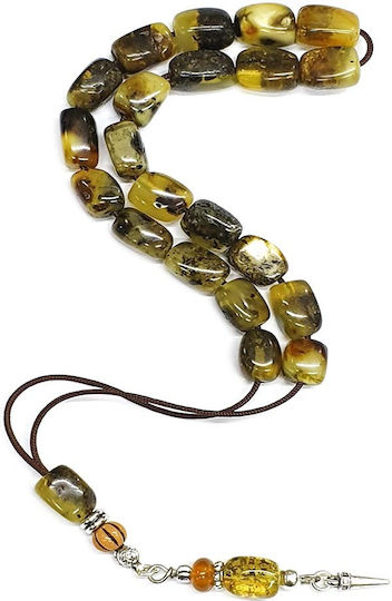 Roloi Komboloi Worry Beads with 21 Amber Beads Length 30cm Multicolour
