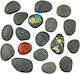 Relaxdays Dekorative Steine Malerei Grau 2x5x9 cm