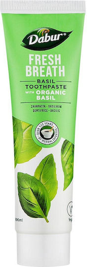 Dabur Fresh Breath Organic Basil Δροσερή Αναπνοή Βασιλικό Οδοντόκρεμα 100ml