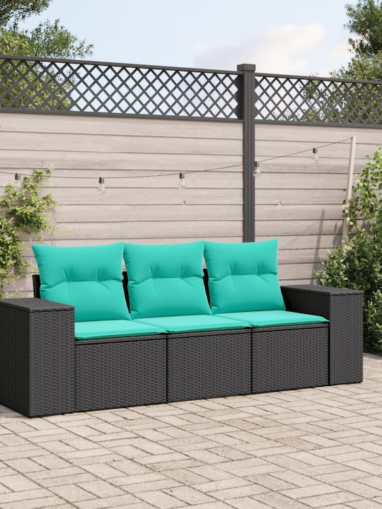 Three-Seater Outdoor Rattan Sofa with Cushions 55x62x69cm