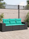 Three-Seater Outdoor Rattan Sofa with Cushions 55x62x69cm