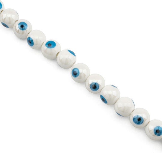 Ochi Ceramic Rotund 10mm 30buc/șnur Alb Ambalaj 1 Șnur