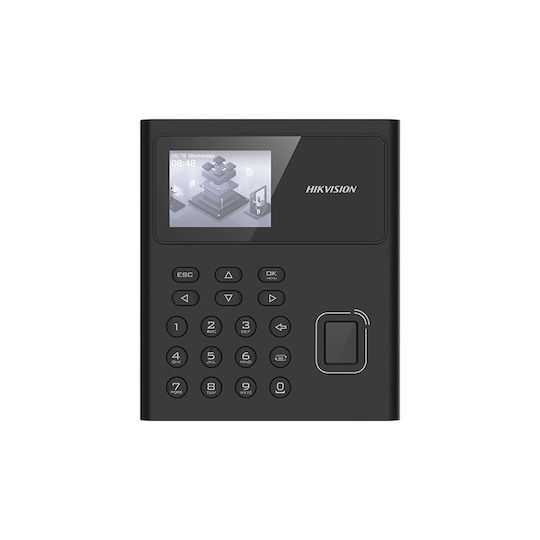 Terminal Standalone Pontaj Cu Ecran Lcd De 2.4 Inch Cititor Amprentă Card Mifare Wi-fi Hikvision Ds-k1t8005mfwx-b-s