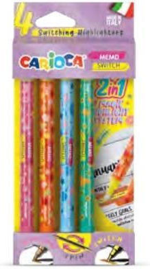Carioca Memo Switch Marker Unterstreichen Set 4 Stück