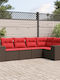 Outdoor Corner Sofa Rattan with Cushions 62x62x69cm