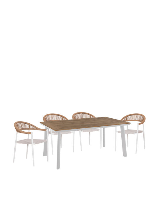 Outdoor Dining Set Berg 5pcs White