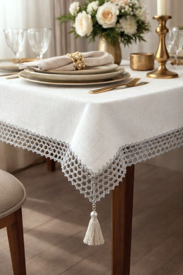 SteweHome Tischdecke mit Spitze Grau 160x220cm