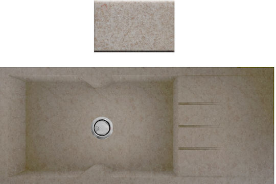 Crown Quadra Q16 Енхетен Кухненски Мивка От Течен Гранит 116x50см Бежова