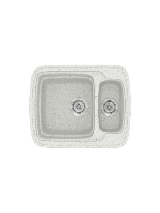 Sanitec Classic Drop-In Kitchen Sink from Synthetic Granite L60xW51cm Granite White