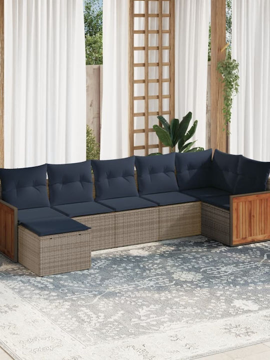Ecksofa Outdoor Rattan mit Kissen 62x62x69cm