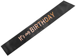 Ribbon "It's My Birthday" Satin Black Rose Gold Letters