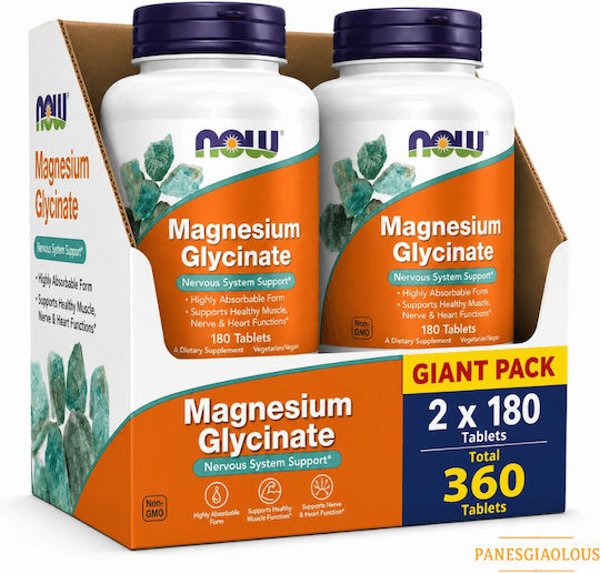 Now Foods Magneziu Glicinat 2 x 180 Comprimate