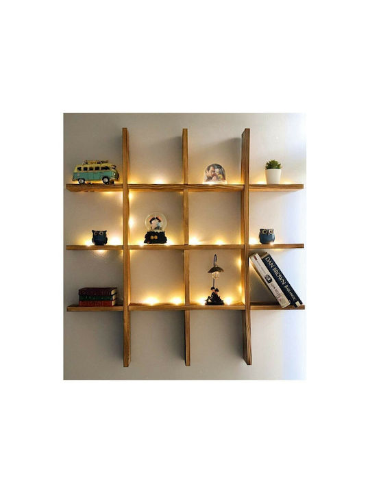 Ράφι Τοίχου με LED Καφέ 86x20x20εκ.