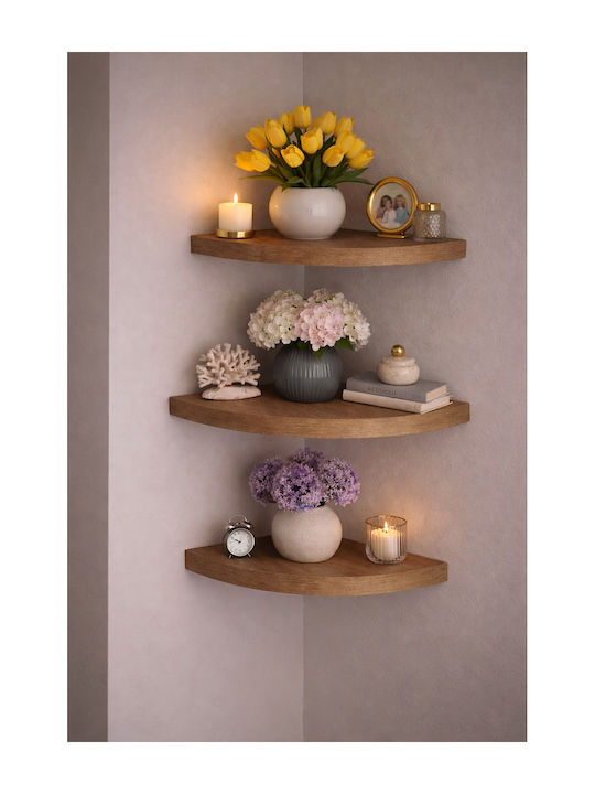 Corner Brown Wall Shelves (3 Pieces) 20x20x20cm
