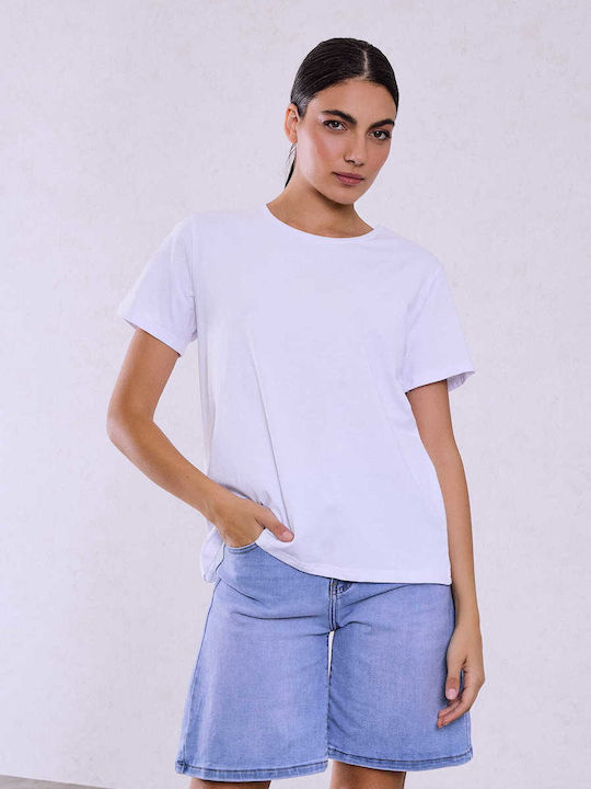 Celestino Τ-shirt Μονόχρωμο Loose Fit Λευκό