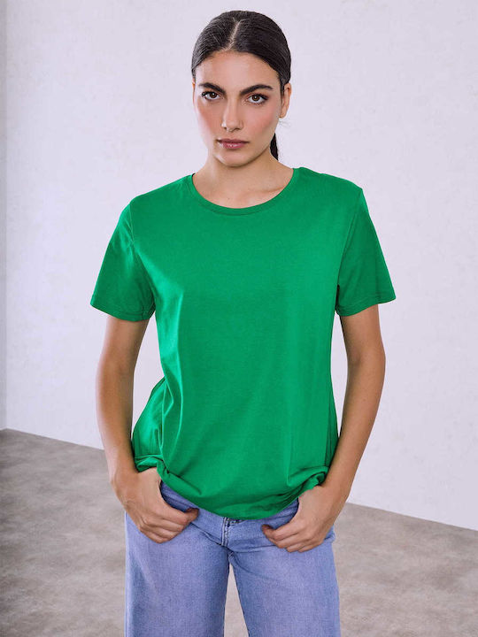 Celestino Τ-shirt Μονόχρωμο Loose Fit Πράσινο