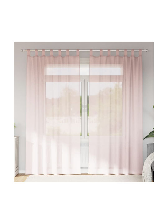 vidaXL Set Perdele de Fereastră cu Bretele Roz Deschis 140x225cm