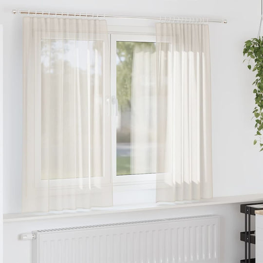 vidaXL Комплект Завеси с Презрамки Крем 140x140см