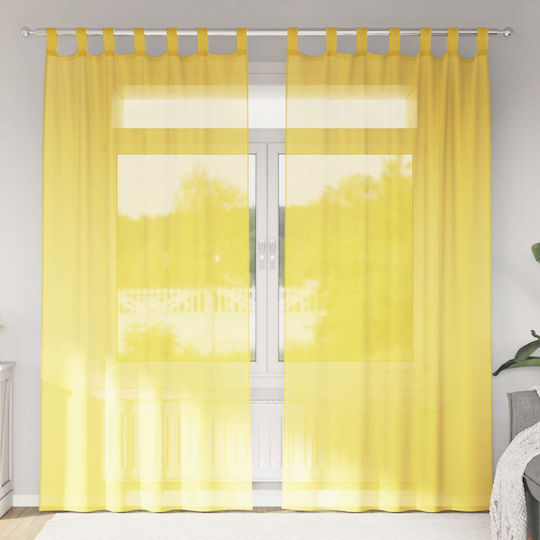 vidaXL Set Perdele Cu Bretele Voile Galbene 140x245cm