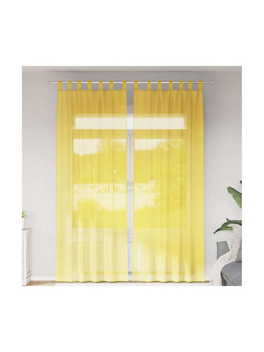 vidaXL Σετ Κουρτίνες με Τιράντες Κίτρινες 140x260εκ.