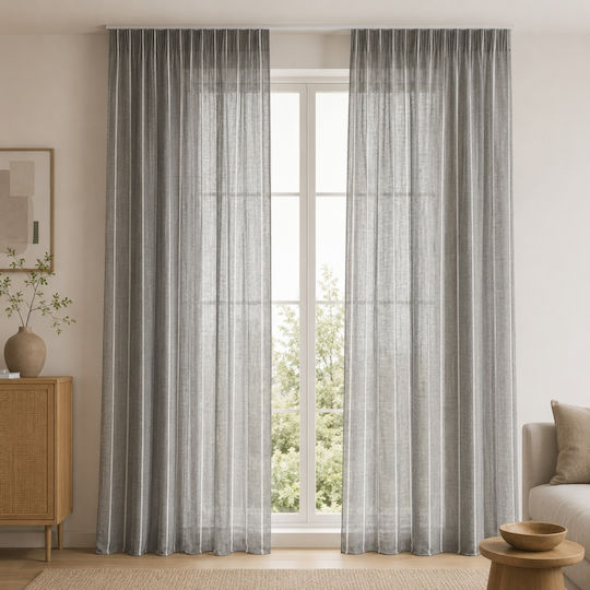 My Home Luxury Curtain With Pencil Pleat Dark Gray 280x270cm