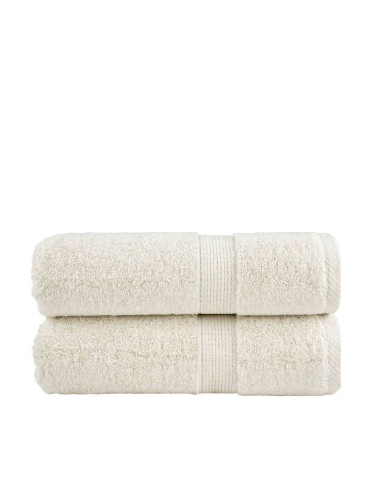 vidaXL Bath Towel Set 2 pcs 30x50cm Cream Weight 600gsm