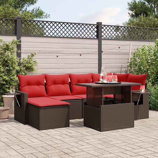 Garten- und Outdoor-Möbelsets 7 Stück Braune mit Kissen