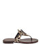 Leather Women's Flat Sandals Brown