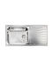 Sanitec Cometa Vessel Kitchen Sink Left Handed Inox Satin Finish L100xW50cm Silver