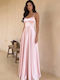 Maxi Dress for Wedding Christening Satin Open Back Pink