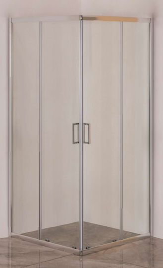 Crown Καμπίνα Ντουζιέρας με Συρόμενη Πόρτα 90x90x185cm Clear Glass Chrome Crown Καμπίνα Ντουζιέρας με Συρόμενη Πόρτα 90x90x185cm Clear Glass Chrome